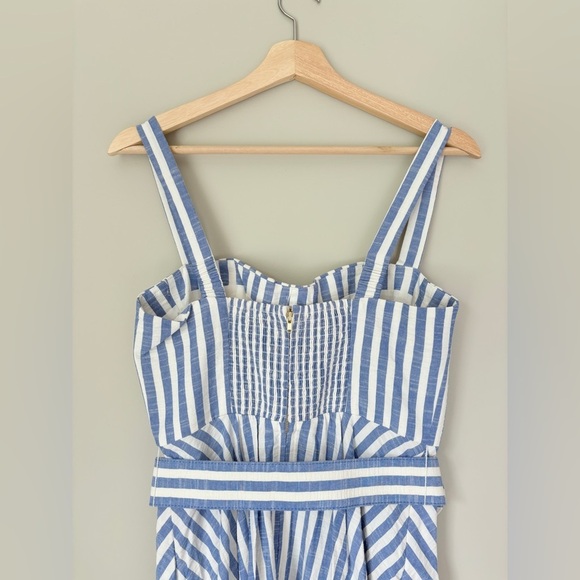 NEW Cara Cara Calypso Midi Dress Ivory Blue Striped Seersucker | US 6 UK 10 - Picture 10 of 14
